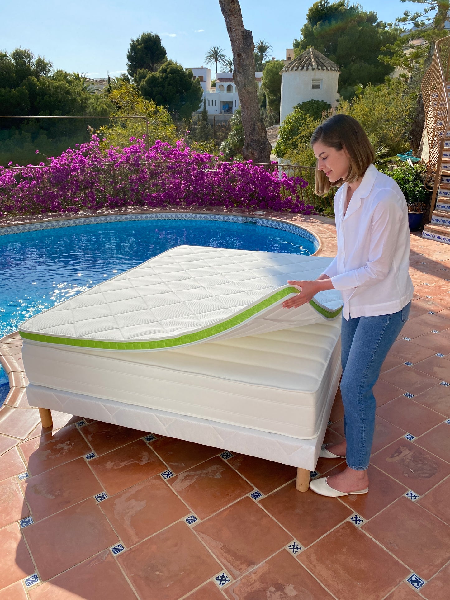 Surmatelas mousse mémoire de forme haute densité - VITA TOP VERT - Topper 5 cm