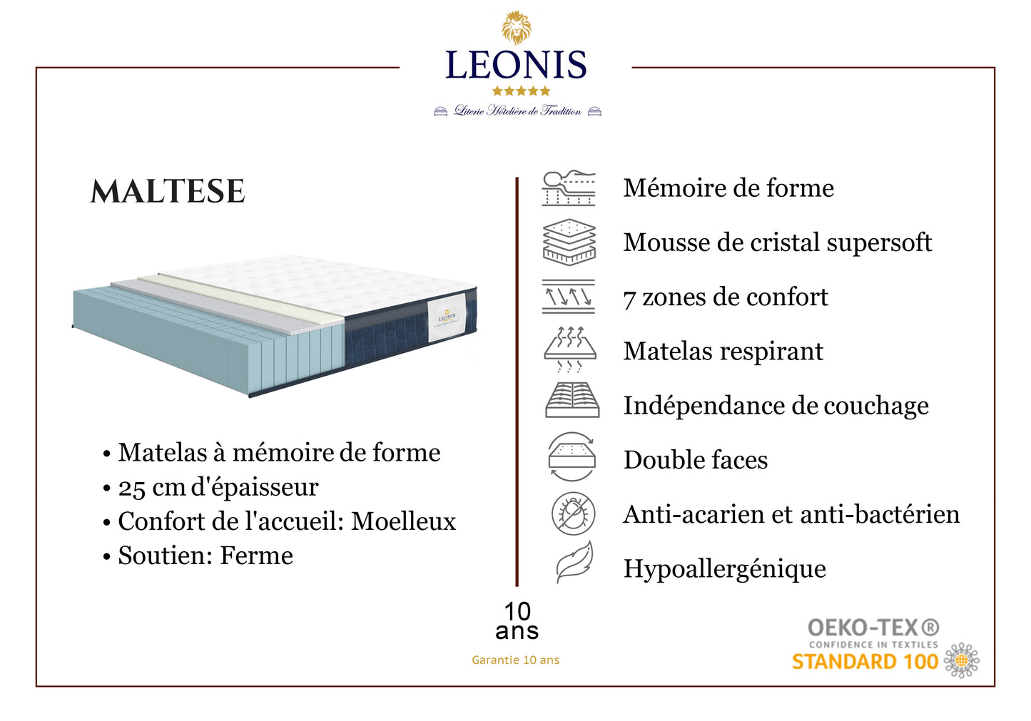 Memory foam mattress - MALTHESE 25 cm