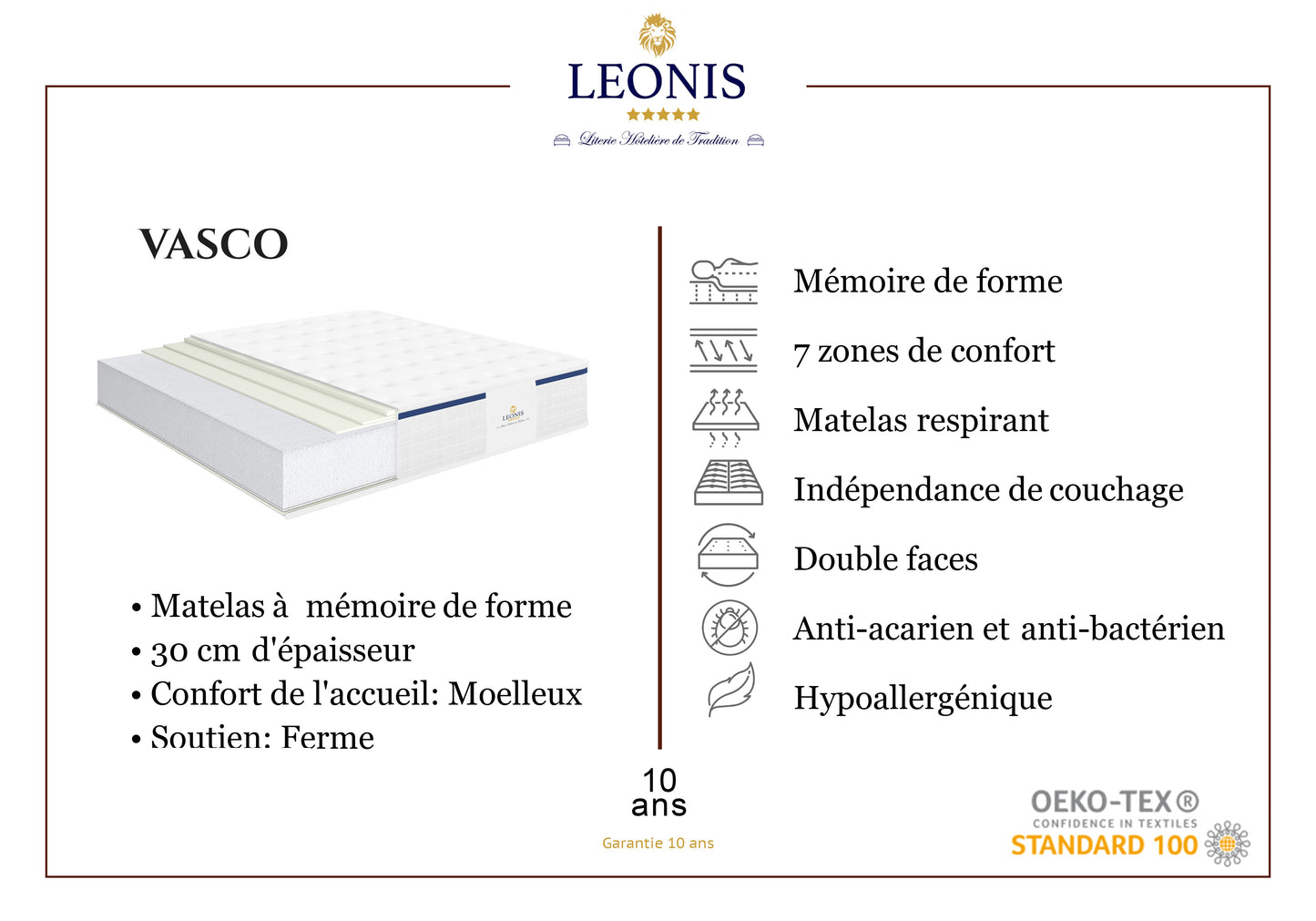 Memory foam mattress - VASCO 30 cm