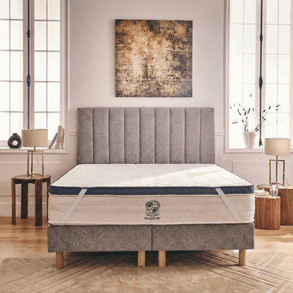 Surmatelas 2 en 1 bleu marine - LEOTOP - TOPPER 5 cm