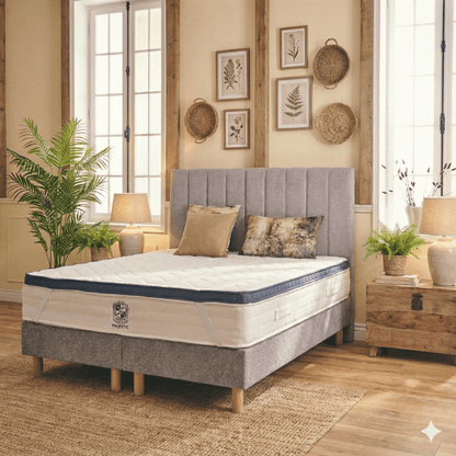 Surmatelas 2 en 1 bleu marine - LEOTOP - TOPPER 5 cm