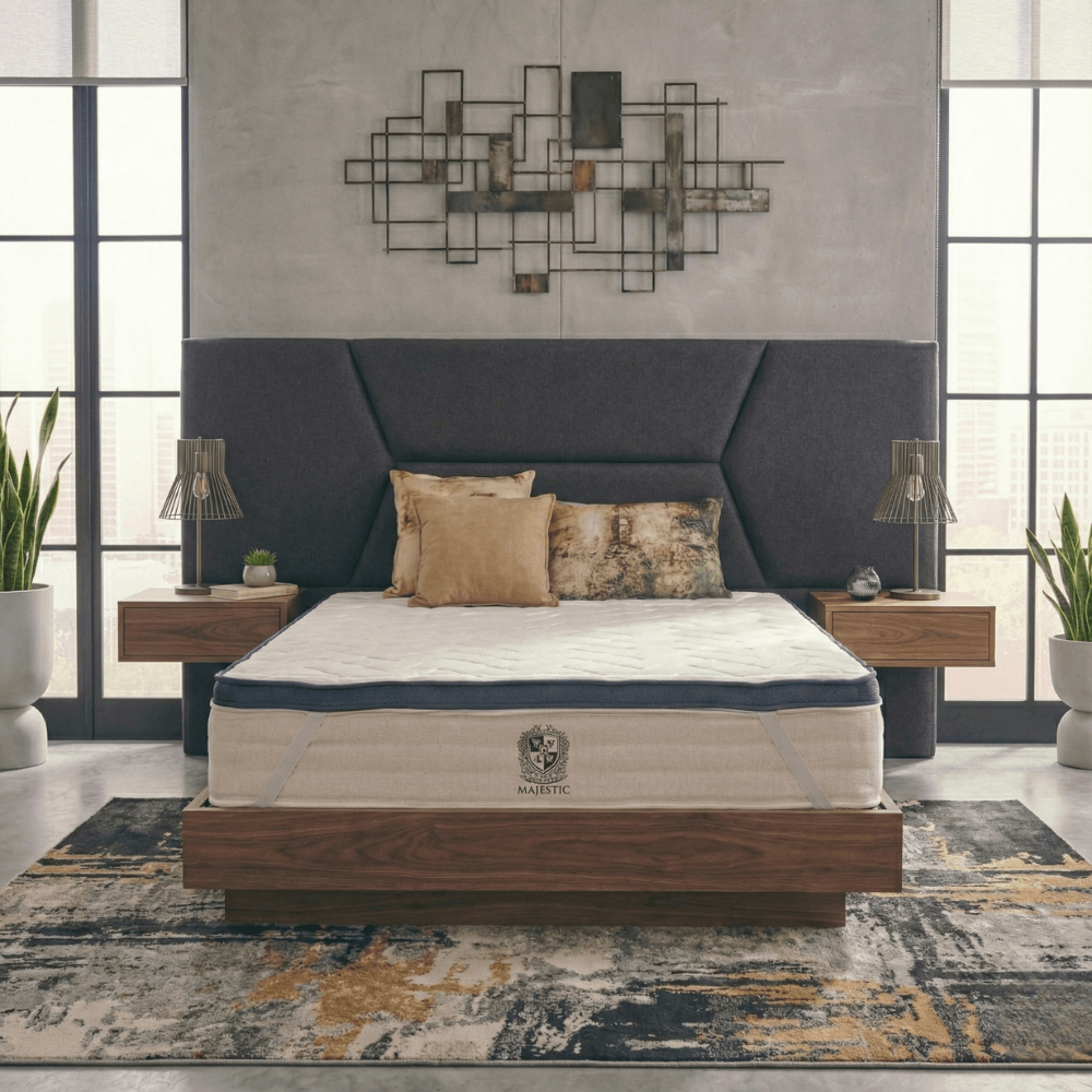 Surmatelas 2 en 1 bleu marine - LEOTOP - TOPPER 5 cm