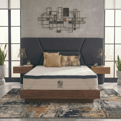 Surmatelas 2 en 1 bleu marine - LEOTOP - TOPPER 5 cm